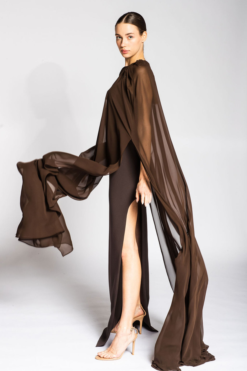 Isabel Sanchis Polzig Gown With Cape In Multi