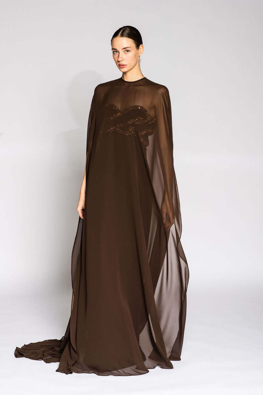 Isabel Sanchis Pritri Gown With Cape In Multi