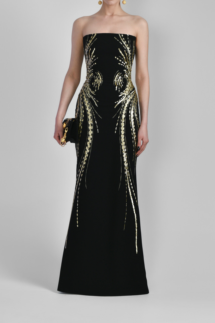 Saiid Kobeisy Beaded Strapless Long Dress In Black