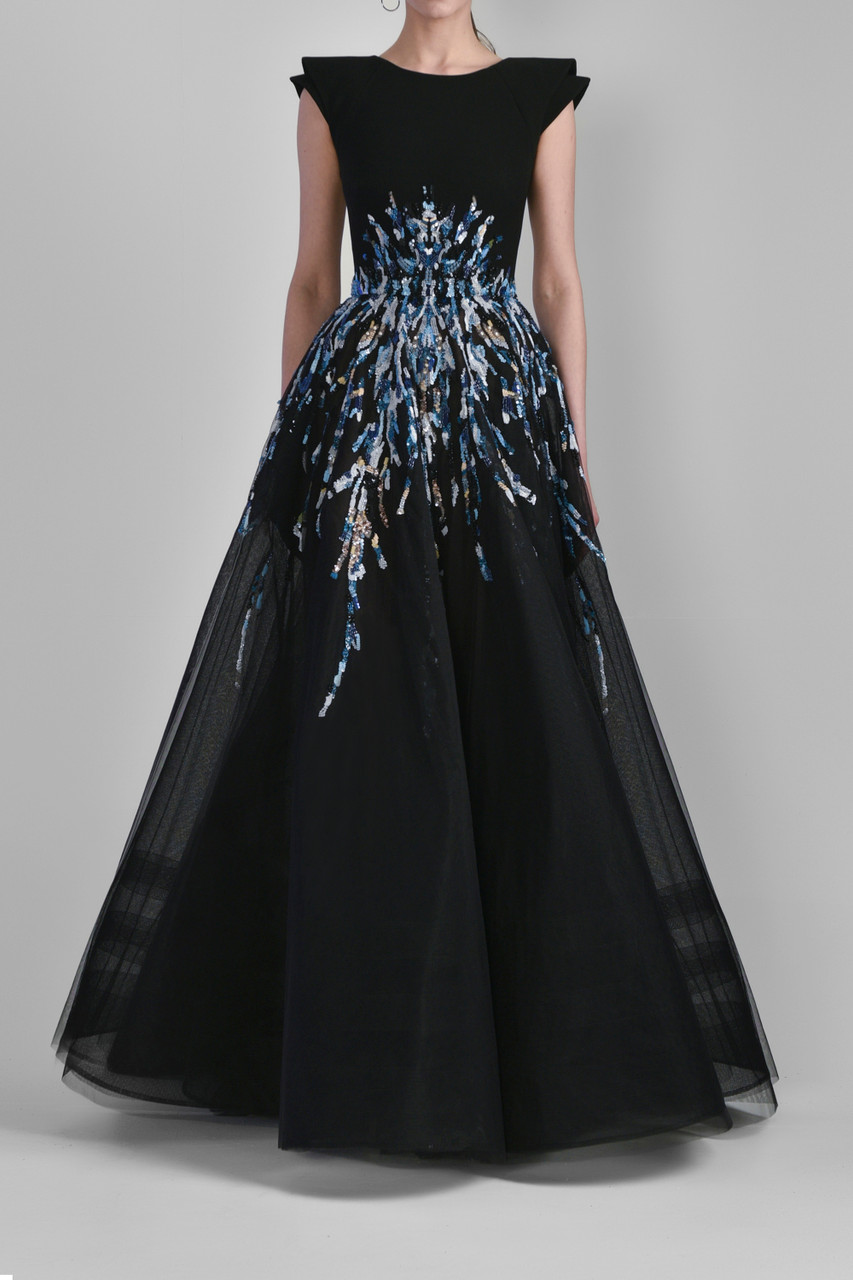 Saiid Kobeisy Beaded Tulle Dress In Black