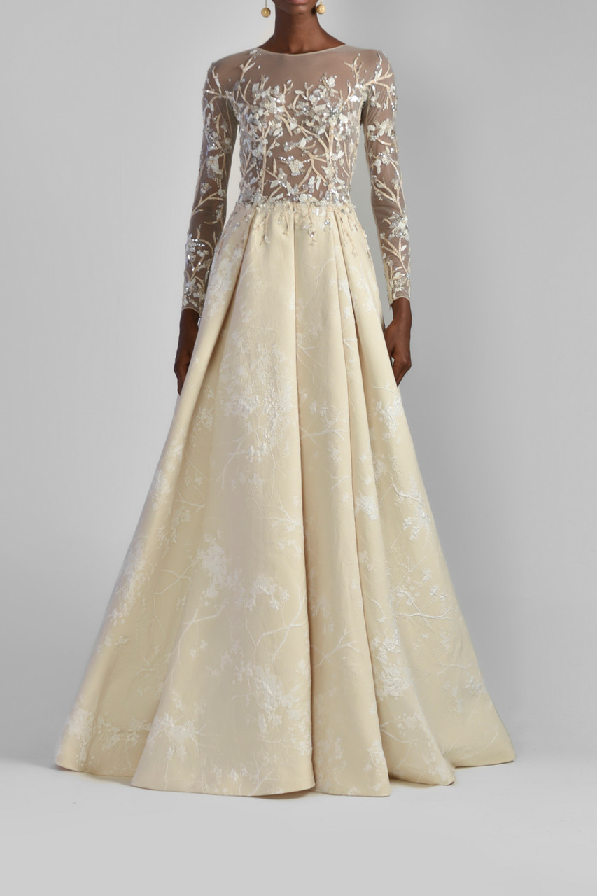 Saiid Kobeisy Tulle And Brocade Gown In Multi