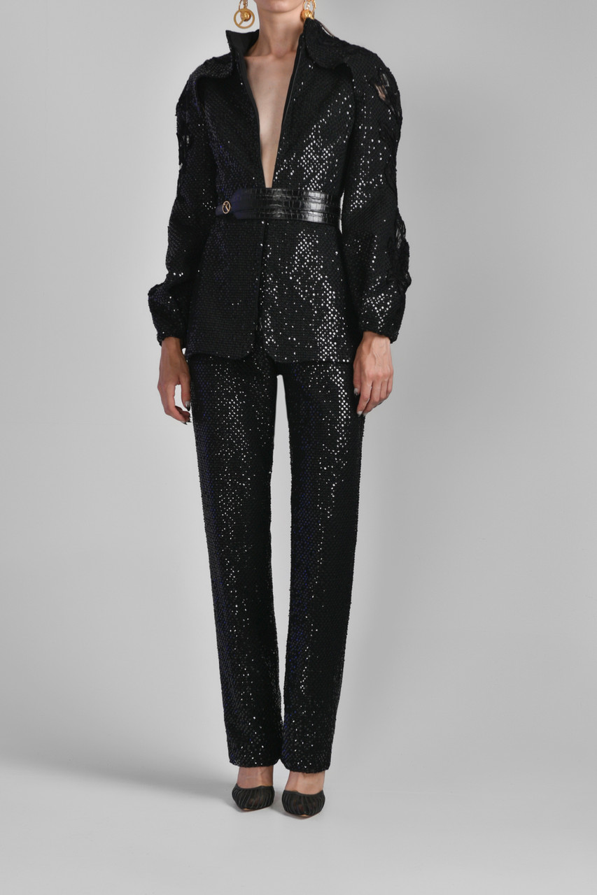 Saiid Kobeisy Sequin Jacket With Pants In Multi