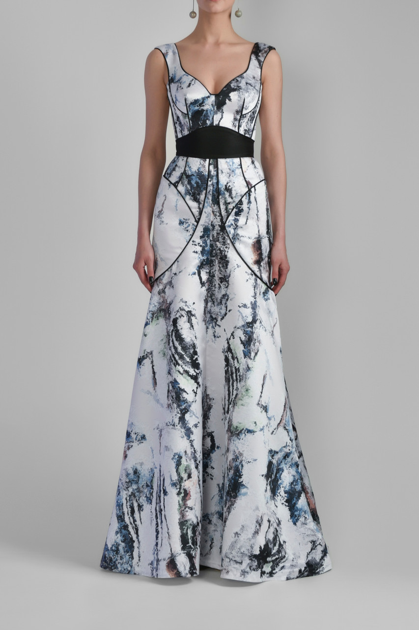 Saiid Kobeisy Flared Satin Gown In Multi