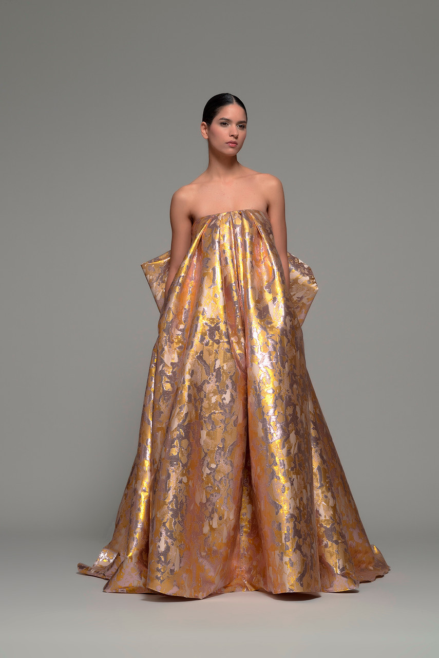 Isabel Sanchis Strapless- Ossipee Gown In Gold