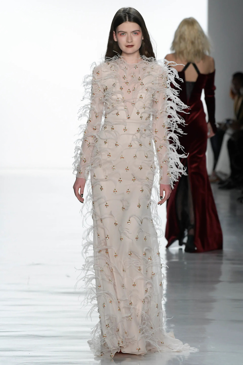 Bibhu Mohapatra Feather And Roby Crystal Gown In Multi