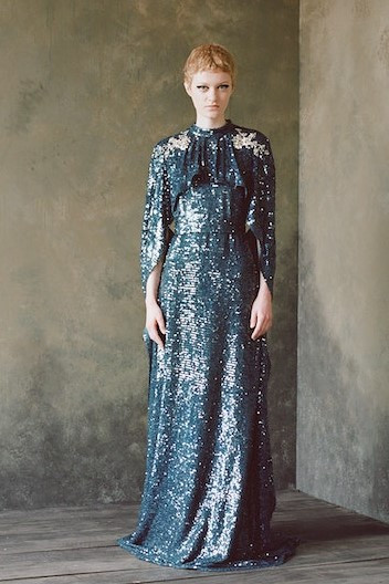 Erdem Cape Gown With Belted Waist In Multi