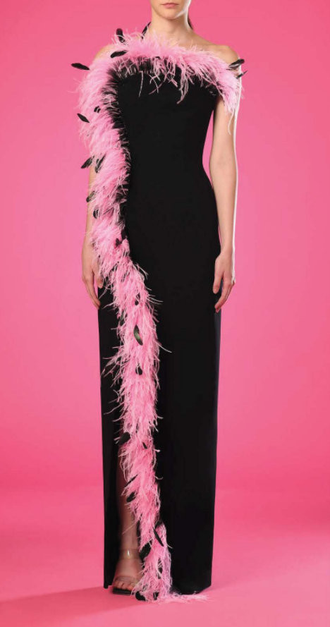 Jean Louis Sabaji Ombre Feathered Gown In Multi