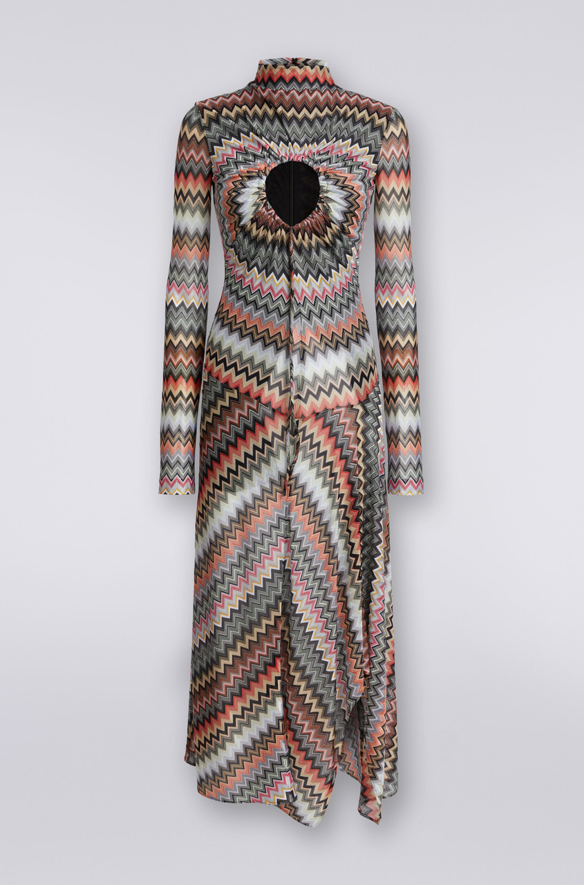 Missoni Zig-zag Cutout Raschel Dress In Multi