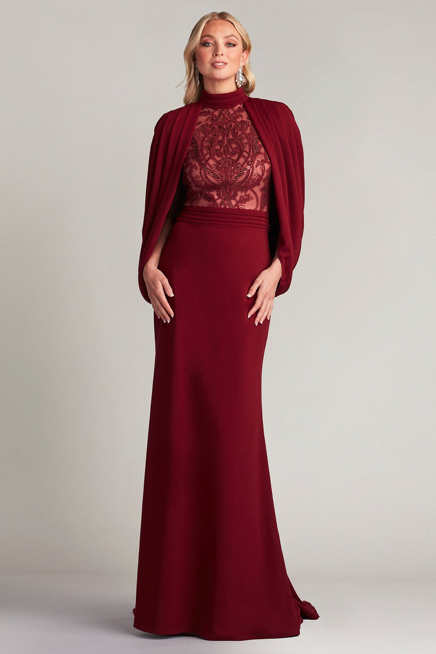 Tadashi Shoji Emmeline Cape-sleeve Gown In Multi