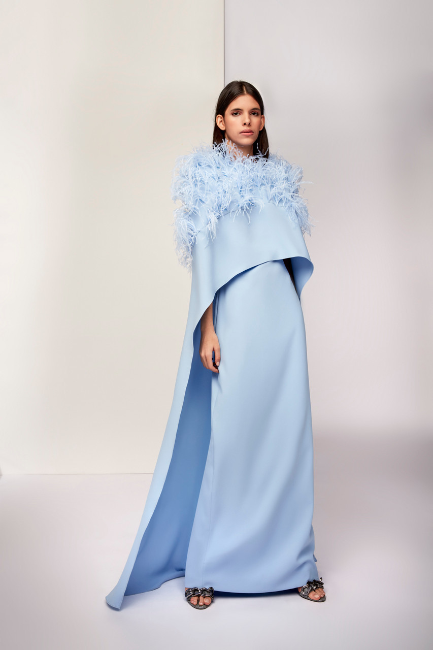 Isabel Sanchis Gairo-gown With Cape In Multi
