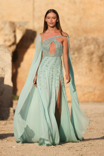 Cristallini Embroidered Column Gown - District 5 Boutique