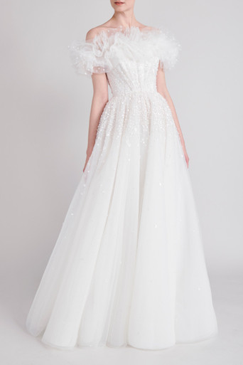 Abdo Aoude Couture White Tulle Gown- District 5 Boutique