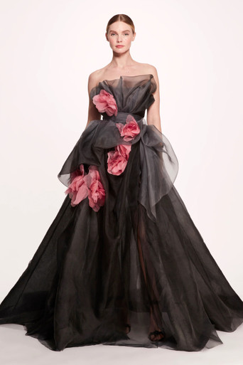 Marchesa Draped Strapless Ball Gown