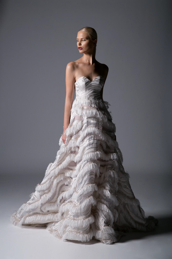 Strapless Feathered Evening Gown - District 5 Boutique