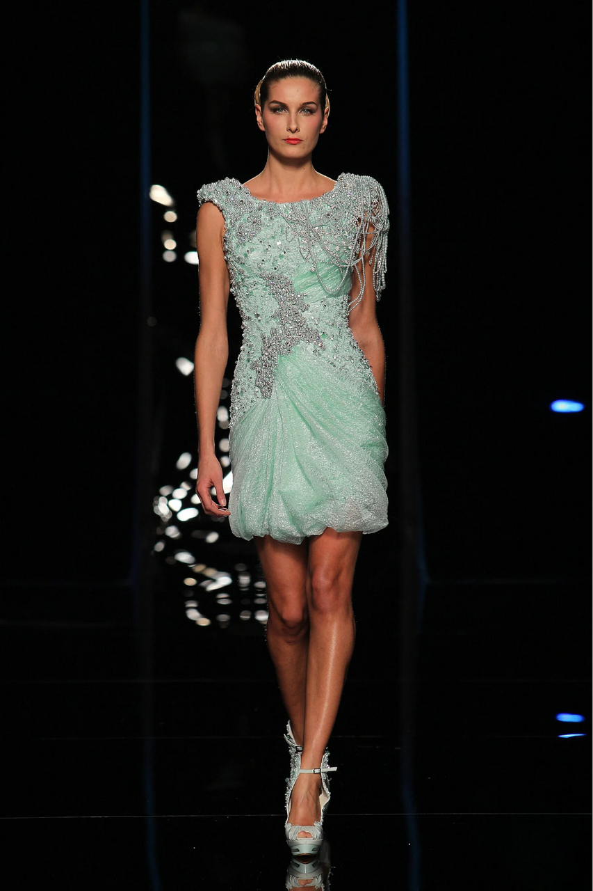 ABED MAHFOUZ EMBELLISHED CAP SLEEVE DRESS