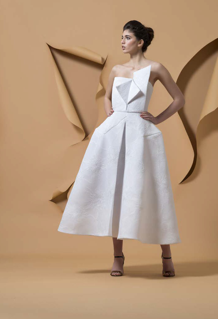 Isabel Sanchis White Strapless Mete Midi-tea Dress