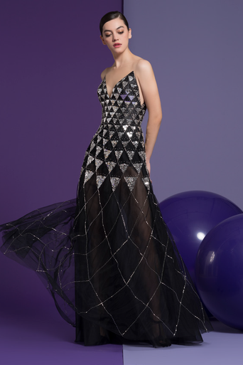 Black Strapless Illusion Artemis Gown - District 5 Boutique