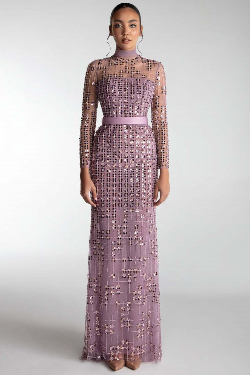 Gatti Nolli By Marwan Geometric Embroidered Gown