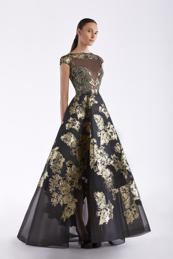 Edward Arsouni Embroidered Organza Gown - District 5 Boutique