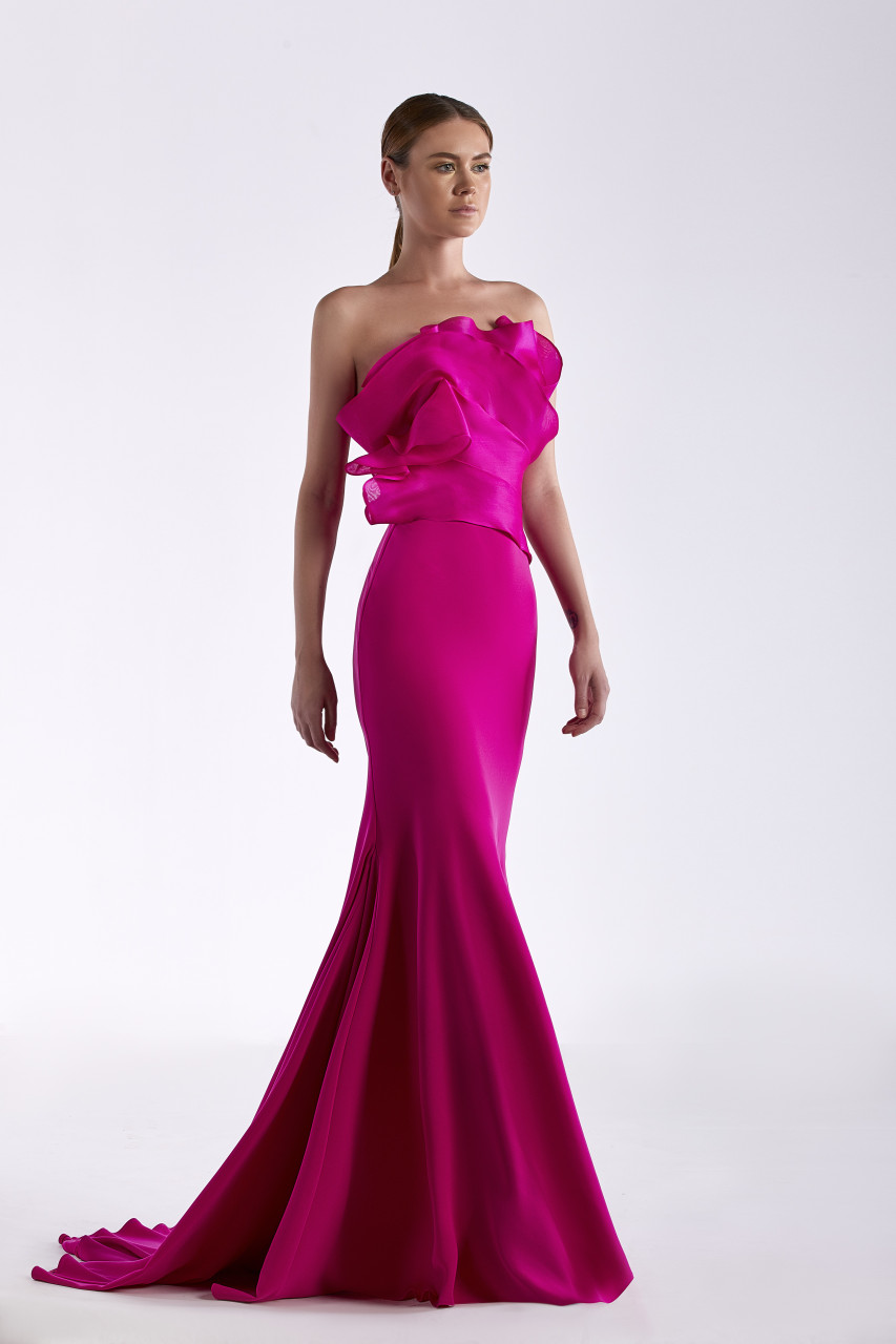 Edward Arsouni Crepe And Organza Gown