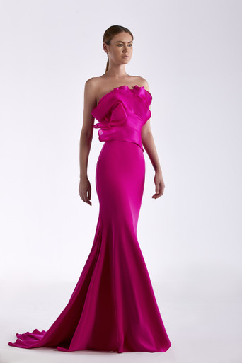 Edward Arsouni Crepe and Organza Gown - District 5 Boutique