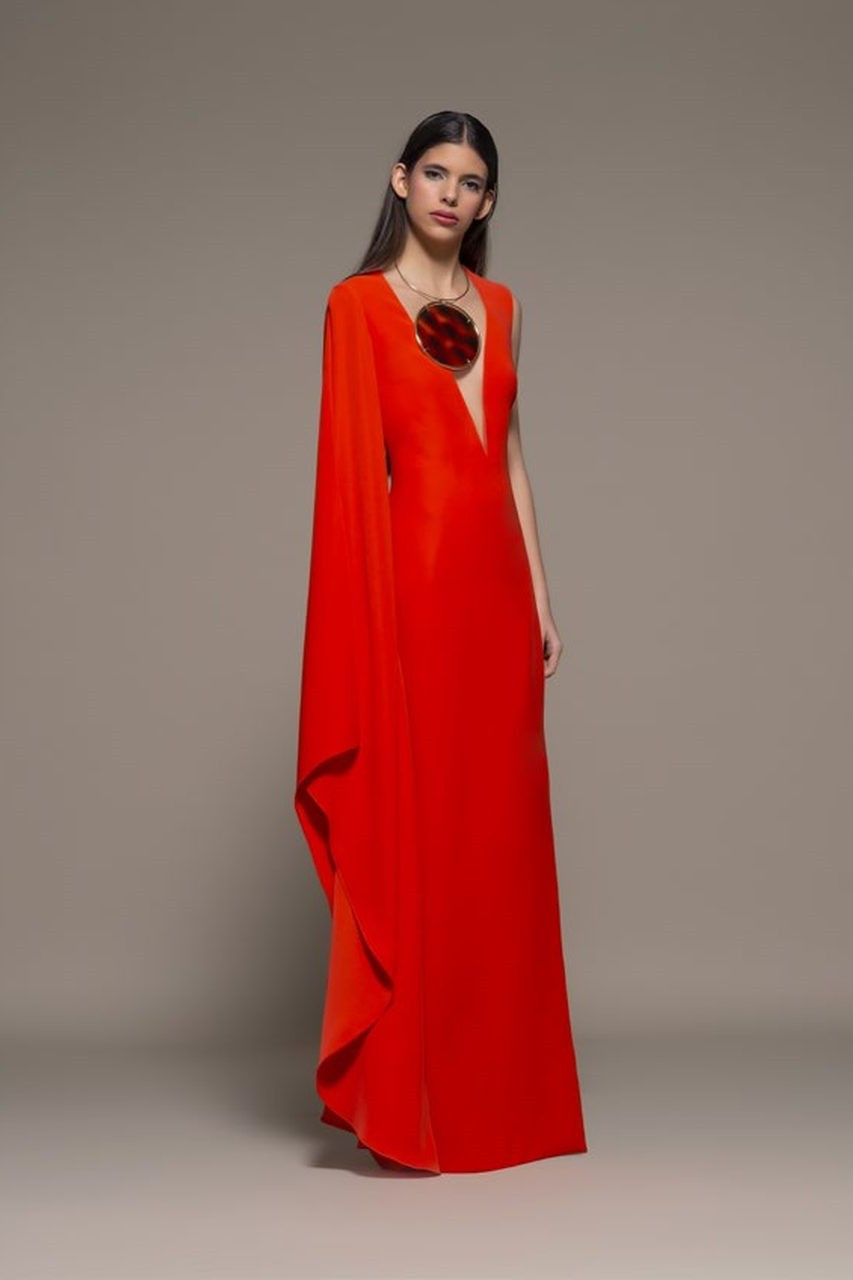 Isabel Sanchis Bajardo Cape Sleeve Gown