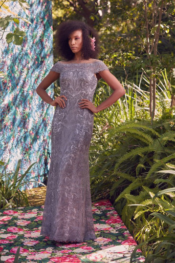 tadashi shoji rose embroidered lace gown