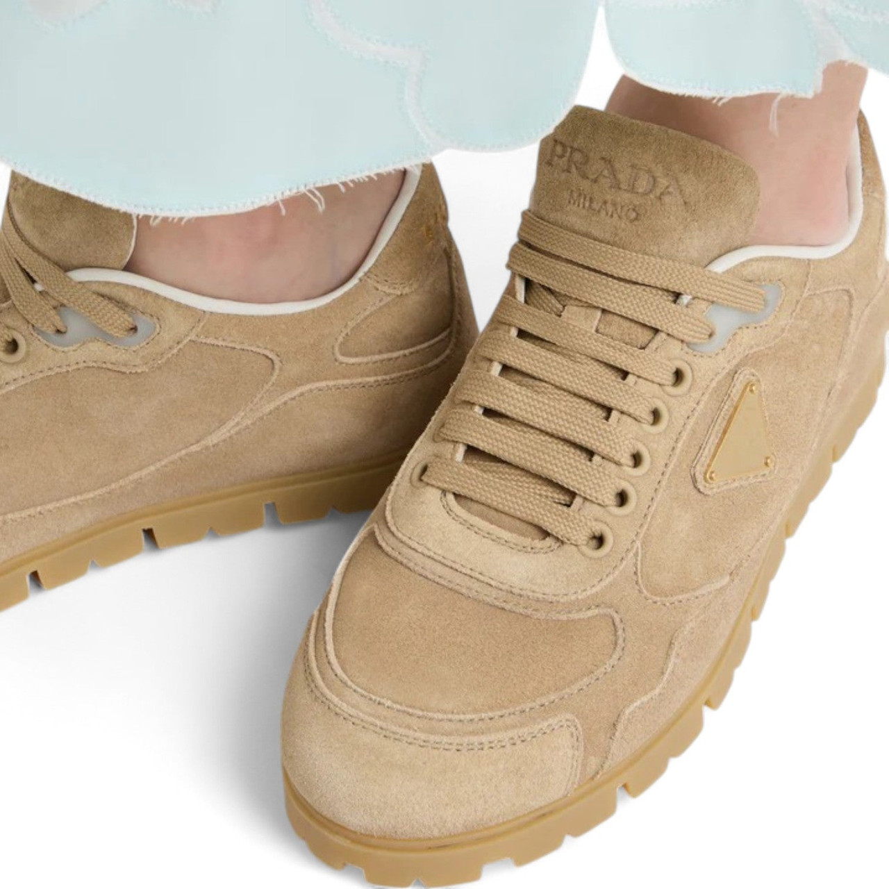 PRADA TRAIL FADED SUEDE WOMEN BEIGE SNEAKERS (Ref PR-35BEIGE-S-29146)