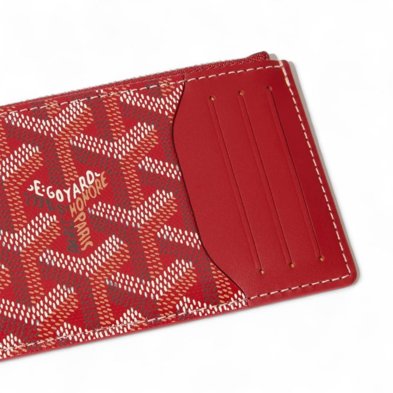 GOYARD BOURBON ZIPPED RED CARD HOLDER (Ref GO-RED-C-29703)