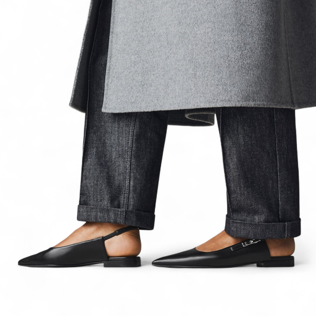 HERMES LOVELY SLINGBACK BLACK SANDALS (Ref HE-34-S-34080)