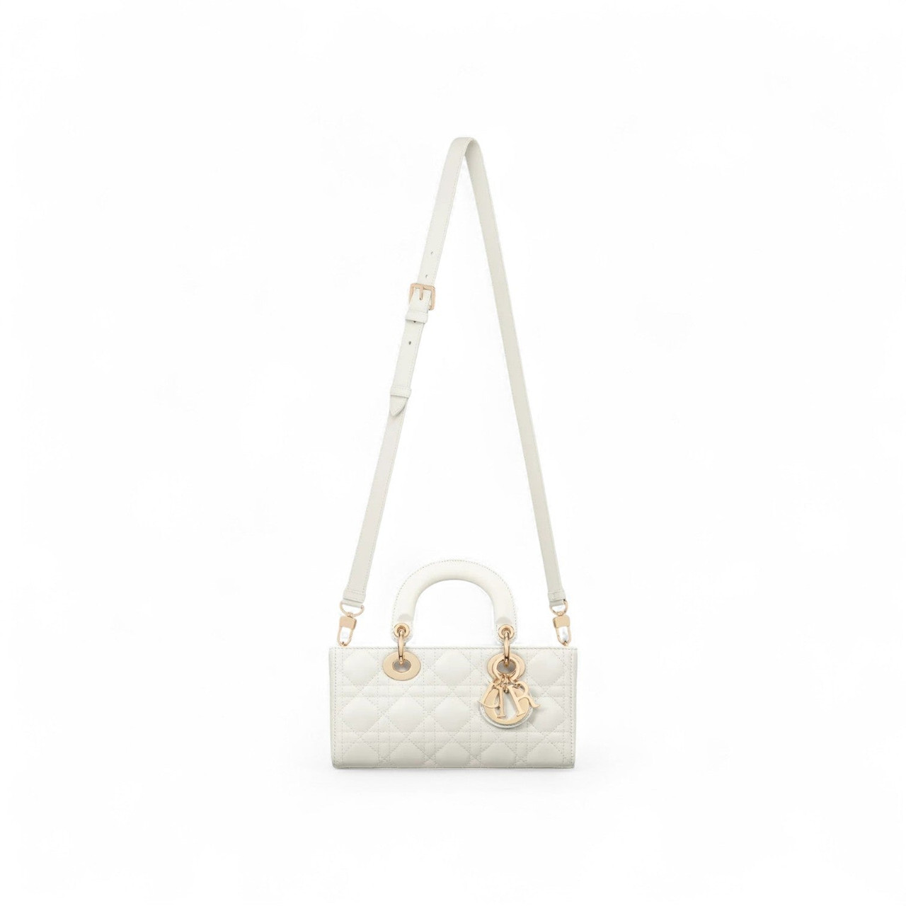 DIOR CANNAGE LAMBSKIN MINI LADY D-JOY WHITE BAG (Ref DI-WHITE-S-35970)