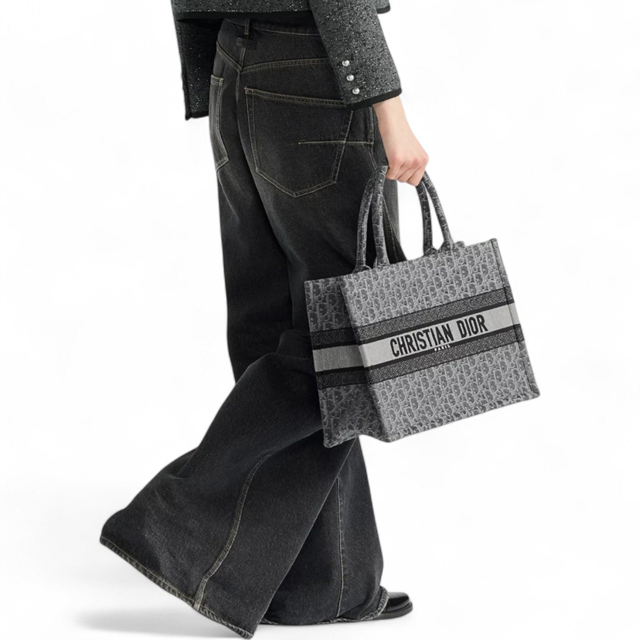 DIOR DENIM OBLIQUE WOMEN GREY MEDIUM BOOK TOTE (Ref DI-GREY-T-35809)
