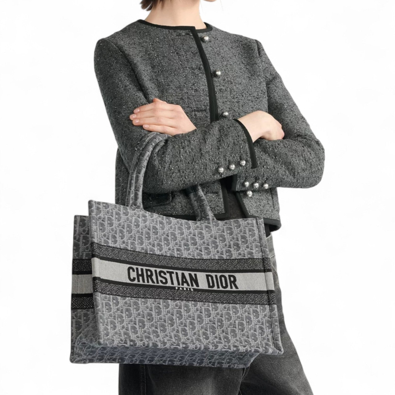 DIOR DENIM OBLIQUE WOMEN GREY MEDIUM BOOK TOTE (Ref DI-GREY-T-35809)