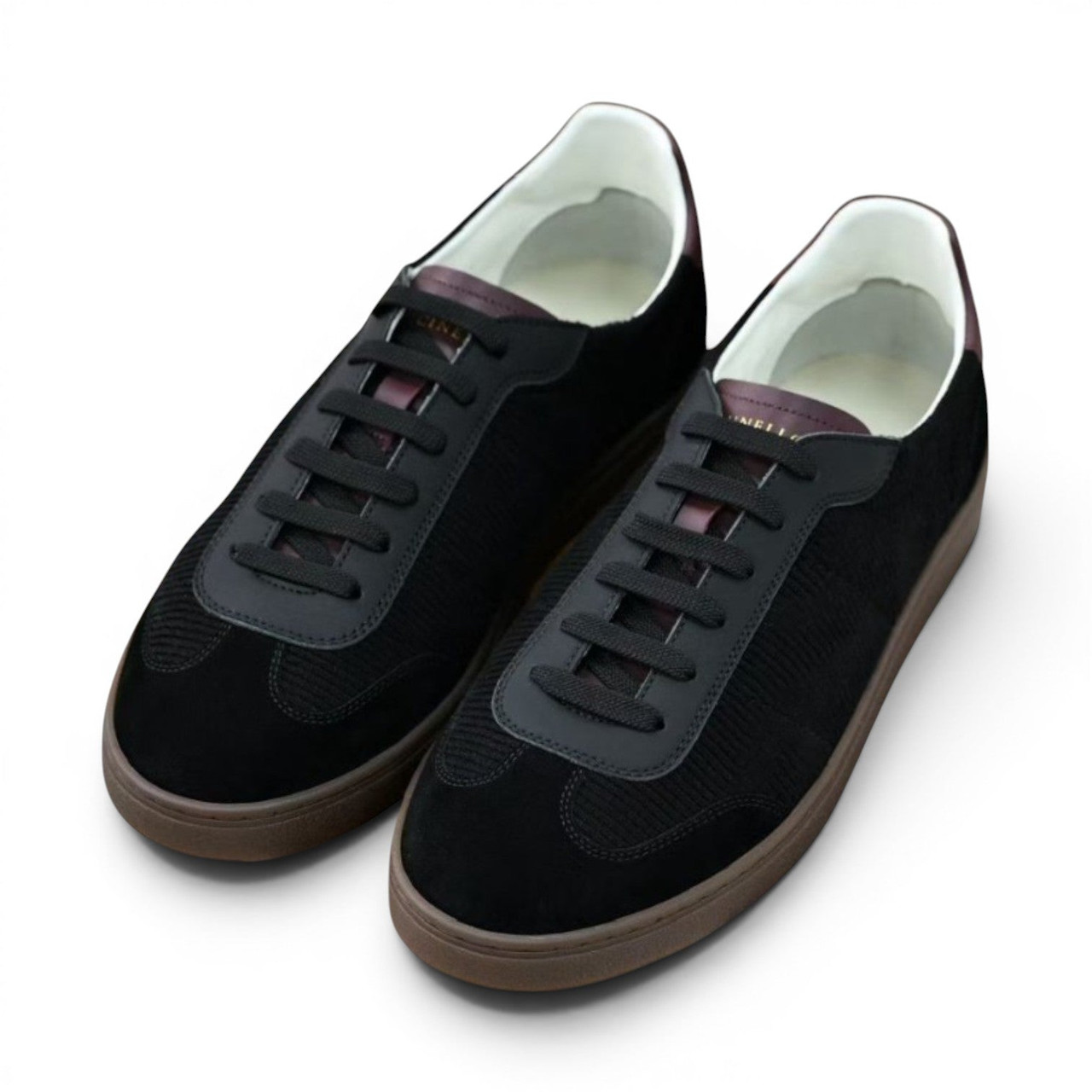 BRUNELLO CUCINELLI SUEDE MEN BLACK LEATHER SNEAKERS (Ref BR-BLACK39-S-42377)