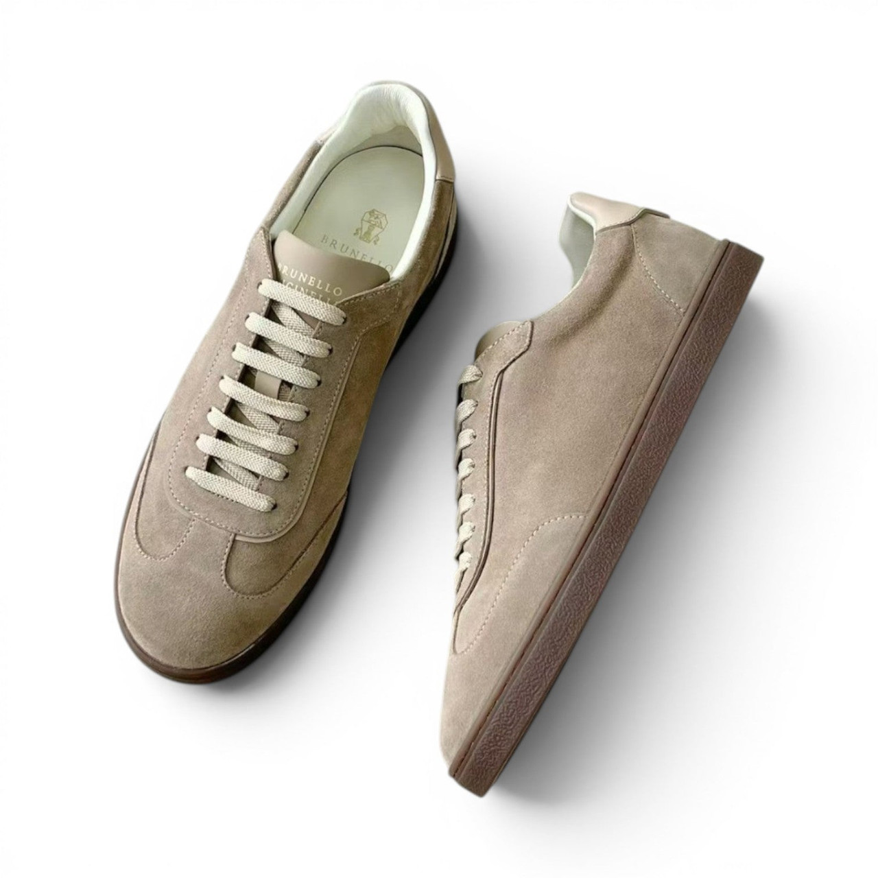 BRUNELLO CUCINELLI SUEDE MEN BEIGE LOW TOP SNEAKERS (Ref BR-BEIGE39-S-42478)