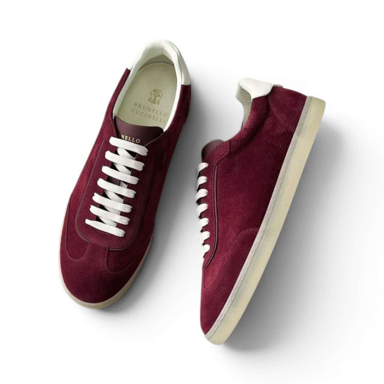 BRUNELLO CUCINELLI SUEDE MEN LIGHT BURGUNDY LOW TOP SNEAKERS (Ref BR-BURGU39-S-42509)