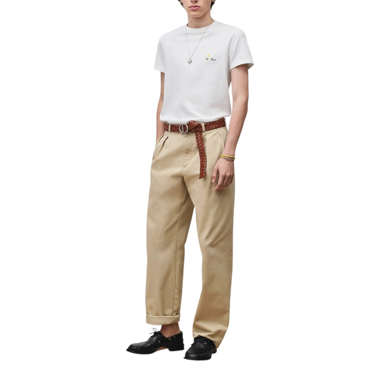 DIOR DAISY EMBROIDERY MEN WHITE T-SHIRT (Ref DI-SWHITE-T-40531)