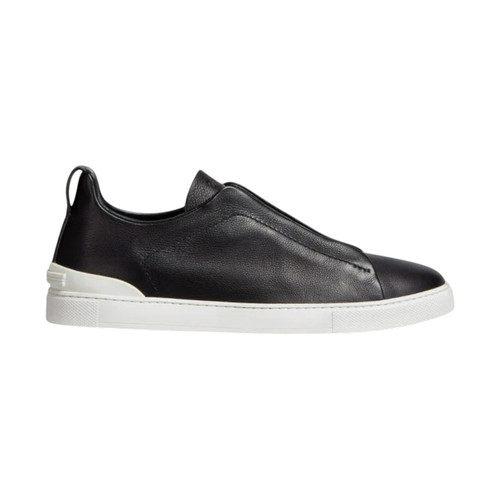 ZEGNA BLACK SECONDSKIN TRIPLE STITCH MEN SNEAKERS (Ref ZE-39BLACK-S-26510)