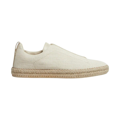 ZEGNA BEIGE LINEN BLEND TRIPLE STITCH MEN ESPADRILLES (Ref ZE-39BEIGE-S-27150)
