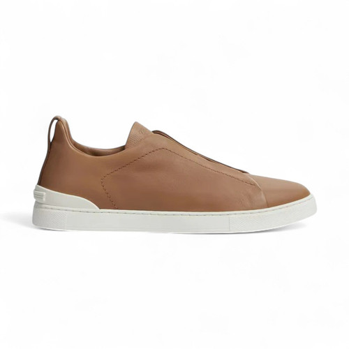 ZEGNA LIGHT BROWN TRIPLE STITCH SECONDSKIN MEN SNEAKERS (Ref ZE-39BROWN-S-27158)