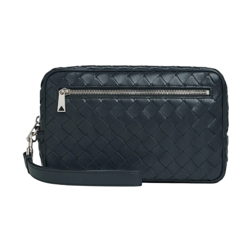 BOTTEGA VENETA INTRECCIATO SHADOW POUCH WITH WRISTLET (Ref BO-BLUE-P-37734)