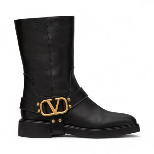 VALENTINO VLOGO SIGNATURE CALFSKIN ANKLE 30MM WOMEN BLACK BOOT (Ref VA-35BLACK-S-29586)