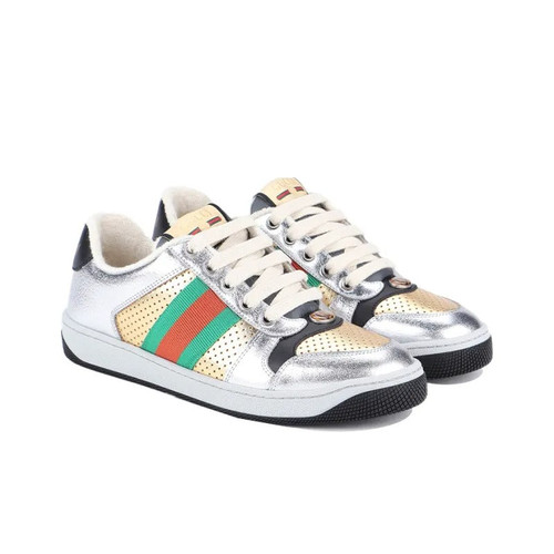 GUCCI WOMEN SCREENER LOW TOP GREY-SILVER  SNEAKERS (Ref GU-35GREY-S-30324)