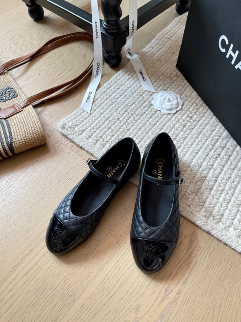 CHANEL MARY JANE LEATHER WOMEN BLACK FLAT (Ref CH-35-S-33485)