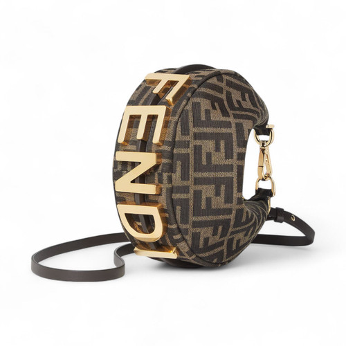 FENDI FF JACQUARD FABRIC WOMEN BROWN MINI BAG (Ref FE-BROWN-B-33601)