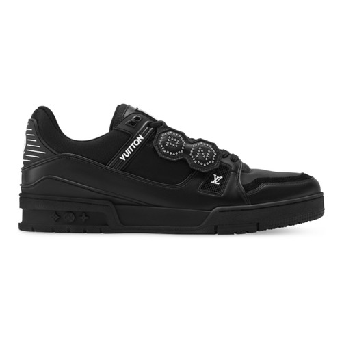 LOUIS VUITTON P N CALF LEATHER MEN BLACK TRAINER SNEAKERS (Ref LO-39BLACK-S-36128)
