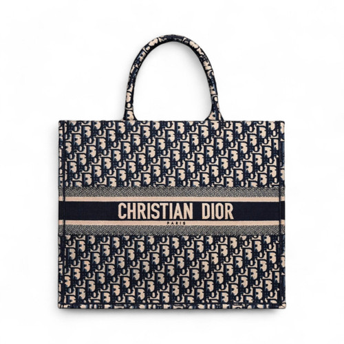 DIOR OBLIQUE EMBROIDERY WOMEN BLUE LARGE BOOK TOTE (Ref DI-BLUE-T-35814)