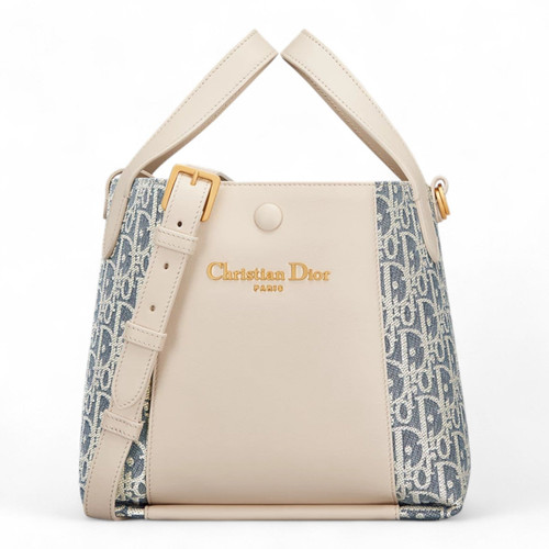 DIOR OBLIQUE CHAMBRAY WOMEN BLUE SMALL SIGNATURE BUCKET BAG (Ref DI-BLUE-S-37581)