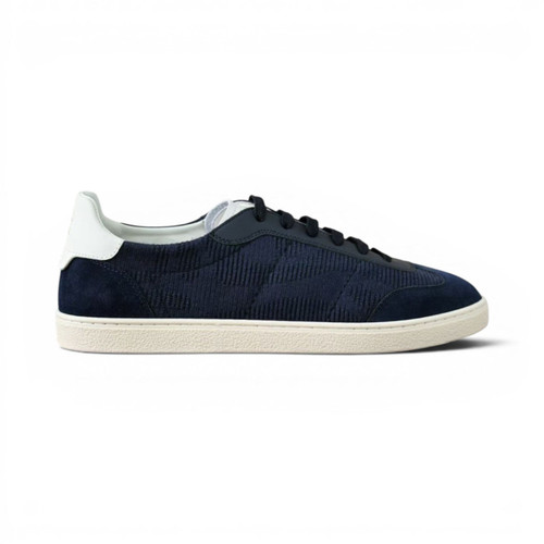 BRUNELLO CUCINELLI SUEDE MEN DARK BLUE LEATHER SNEAKERS (Ref BR-BLUE39-S-42442)