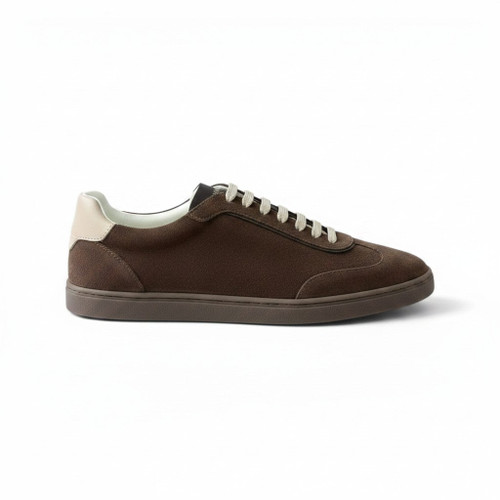 BRUNELLO CUCINELLI SUEDE MEN DARK BROWN LOW TOP SNEAKERS (Ref BR-BROWN39-S-42486)